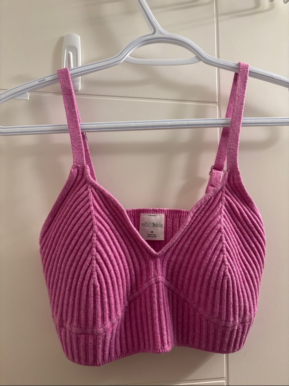 wild fable Ribbed Pink V-Neck Bralette